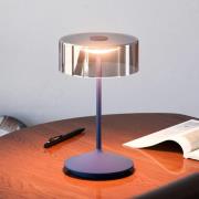 Numotion LED oppladbar bordlampe, blå, glass, IP54, dimbar