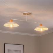 Taklampe Kobe, 2 lyskilder, stål, tre, hvit