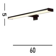 Kos LED-speillampe, bredde 60 cm, svart aluminium IP44