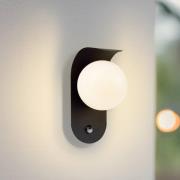 Lindby utendørs LED-vegglampe Lacie, sensor, svart/hvit, aluminium