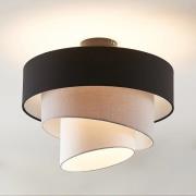 Lindby taklampe Coria, svart/grå/hvit, Ø 40 cm, E27
