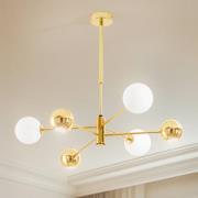 Hengelampe Moka, gullfarget, glass, 6 lyskilder, G9, GU10