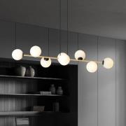 Hengelampe Glassy, 8 lyskilder, svart/gull/opal