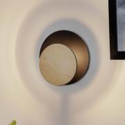Vegglampe Circle i svart med dekorplate i tre