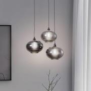 Hengelampe Smoked 051 3 lyskilder i rondelglass Ø27cm