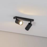 Downlight Sado, svart, stål, justerbar, 2 lyskilder