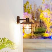Lindby utendørs vegglampe Meliora, rustbrun, jern, IP44, E27