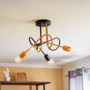 Taklampe Cambridge, 4 lyskilder, svart-oransje