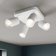 Taklampe Eye Spot med 4 lyskilder, firkantet, hvit