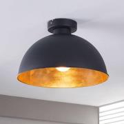 Lindby taklampe Lya, Ø 31 cm, svart-gull, metall, E27
