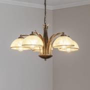 Lysekrone Korfu, 5 lyskilder, Ø 68 cm, gullfarget antikk