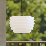 Lindby Arona utendørs hengelampe, Ø 38 cm, hvit