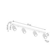 Carbon downlight, hvit, lengde 81 cm, aluminium, 4 lyskilder.