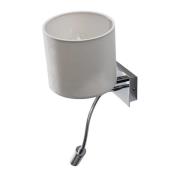 Vegglampe Bilo, hvit/krom, tekstil, 2 lyskilder, leselampe