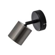 Veggspot Demia, svart/nikkel, 10 cm bred, GU10