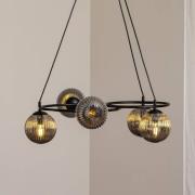 Libra stuelampe, røykgrå/svart, Ø 70 cm, 5 lyskilder.