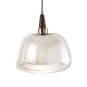 Ermo hengelampe, antikk messingfarge, Ø 30 cm, glass/metall