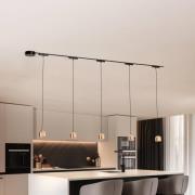 Lumaro skinnesystem, pendel, 5 lyskilder, gull, 48V, dimbar