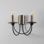 Vegglampe Dofa, messing antikk/svart, 2 lyskilder
