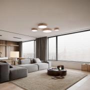 Taklampe Cleo DR800, eik, Ø 80 cm, 6 lyskilder, E27