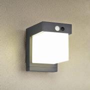 Solcellvegglampe Colombo, matt svart, høyde 14 cm, sensor