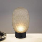 LED-bordlampe Facette, grønn, USB, glass,