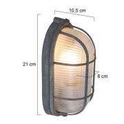 Taklampe Lisanne, grå, oval, metall, glass, E27