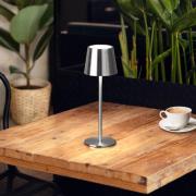 LED-bordlampe Roxi, nikkelfarget, metall, IP54, dimbar