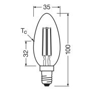 OSRAM LED stearinlysfilament E14 2,2W 2700K 470lm 2-pk