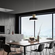 LED-pendellampe Lunar, svart/gull, glass, CCT, dimbar