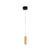 LED-pendellampe Shine-Wood, Ø 13 cm eik/svart tre/akryl