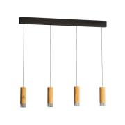 LED-pendellampe Shine-Wood, 100 cm, eik/svart, 4 lyskilder, 100 W, 100...