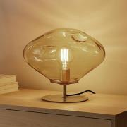 Lindby bordlampe Lelia, ravfarget, glass, metall, Ø 35 cm