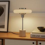 Lindby bordlampe Branford, retro, beige, metall/travertin