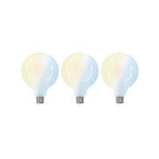 LUUMR Smart LED-pære 3 stk E27 G125 7W CCT matt Tuya