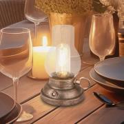 LED-bordlampe med batteri Brilo unplugged Kanea bronsefarget 18 cm