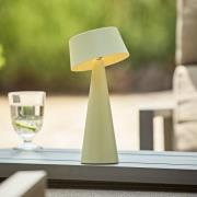 LED-bordlampe Solino, grønn, solcelle/USB, 26 cm, IP44