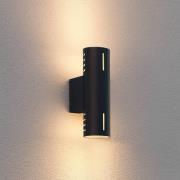 Utendørs vegglampe Cuneo, svart, høyde 25 cm, metall, opp/ned