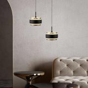 PURE LED-hengelampe Falling Rings, svart, Ø 13 cm, CCT