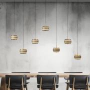 PURE LED-hengelampe Falling Rings, bronse Lengde 132 cm 7 lyskilder