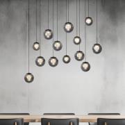 PURE LED-hengelampe Popup, grå/røykgrå, 100 cm, 13-fl.