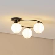 Taklampe Sopra, opalvit/svart, glass, E14