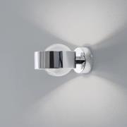 Vegglampe Mado, stål kromfarget, glass røyk, 1 lyskilde