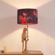 Lindby bordlampe Marula, gull, blomstertrykk, tekstil, E27