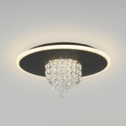 LED-taklampe Deluge, svart, Ø 32 cm, metall/akryl