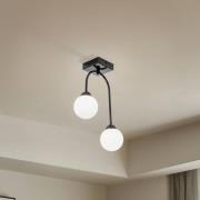 Taklampe Bandi, svart/opal, 2 lyskilder, G9