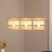 Hengelampe Treeon, 3 lyskilder, tre, jute, naturfarget/ecru