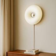 Lindby LED-bord-/vegglampe Fjora, hvit/krom, Ø 30 cm, dimbar.