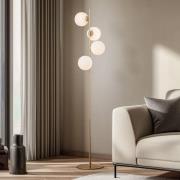 Lucande gulvlampe Isandro, opal/gull, 4 lyskilder, glass/metall