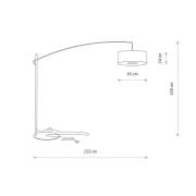 Bue-lampe Poise B, grå, stål, tekstil, utstrekning 255 cm